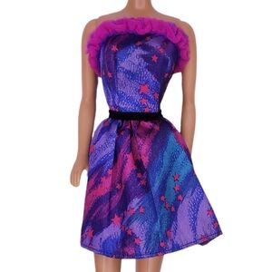 Barbie 1990 Dinner Date Star Cosmic Dress Strapless Ruffled Sateen #4936 Vtg